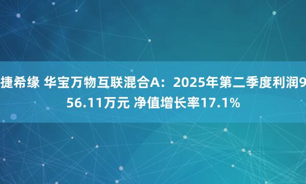 捷希缘 华宝万物互联混合A：2025年第二季度利润956.11万元 净值增长率17.1%
